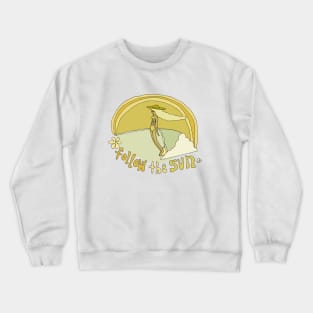 follow the sun // retro surf art by surfy birdy Crewneck Sweatshirt